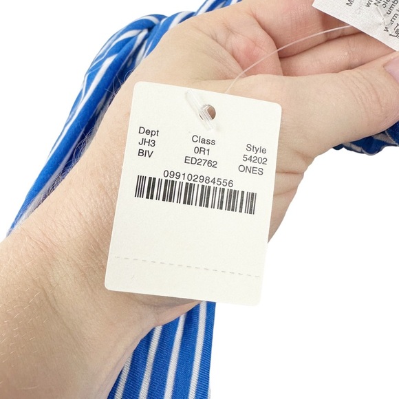 J. CREW Blue & White Striped Jersey Knit Stretchy Infinity Scarf NWT - Picture 3 of 9